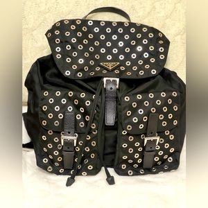 Unused Prada Nylon Backpack w/Grommet Design